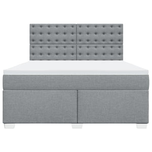 Κρεβάτι Boxspring με Στρώμα Ανοιχτό Γκρι 180x200 εκ. Υφασμάτινο - Pakobazaar