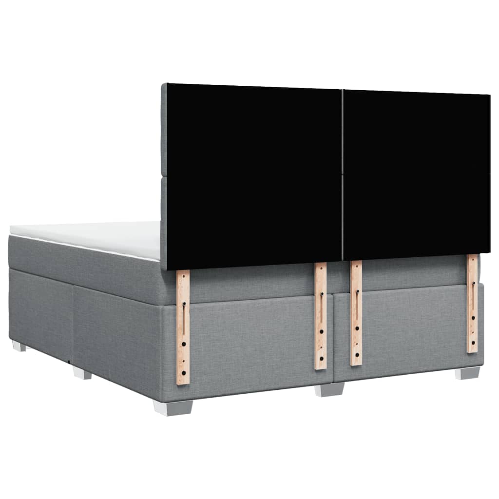 Κρεβάτι Boxspring με Στρώμα Ανοιχτό Γκρι 180x200 εκ. Υφασμάτινο - Pakobazaar