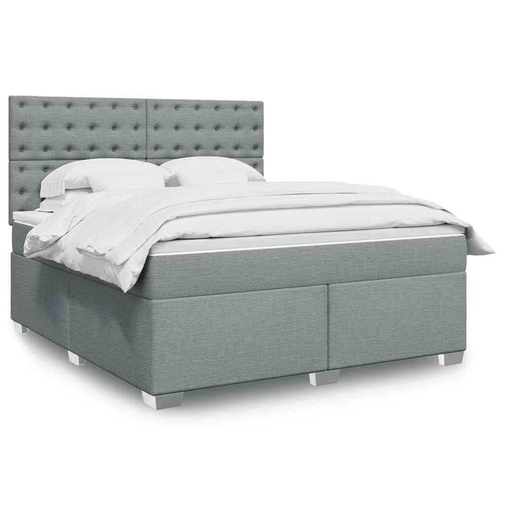 Κρεβάτι Boxspring με Στρώμα Ανοιχτό Γκρι 180x200 εκ. Υφασμάτινο - Pakobazaar