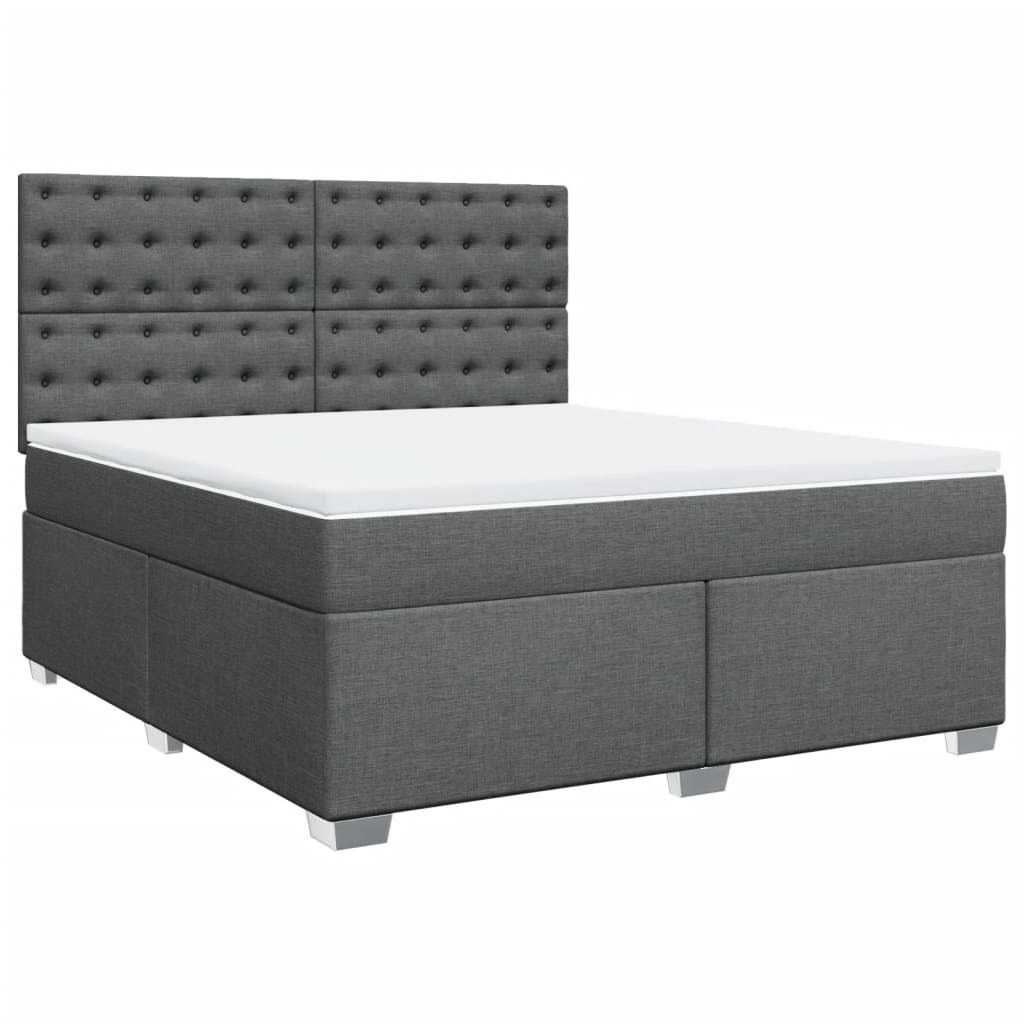 Κρεβάτι Boxspring με Στρώμα Σκούρο Γκρι 180x200 εκ Υφασμάτιν