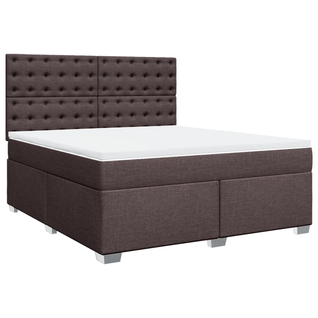 Κρεβάτι Boxspring με Στρώμα Σκούρο Καφέ 180x200 εκ Υφασμάτινο - Pakobazaar