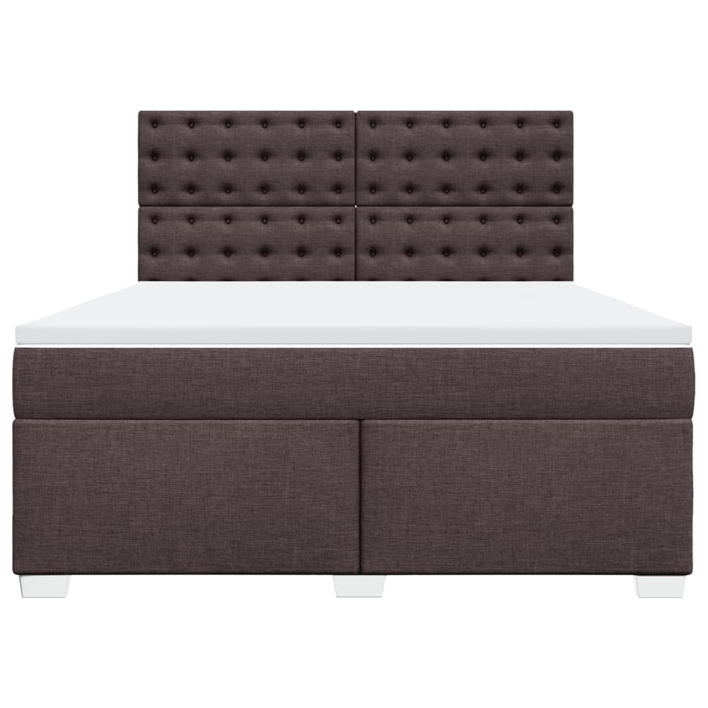 Κρεβάτι Boxspring με Στρώμα Σκούρο Καφέ 180x200 εκ Υφασμάτινο - Pakobazaar