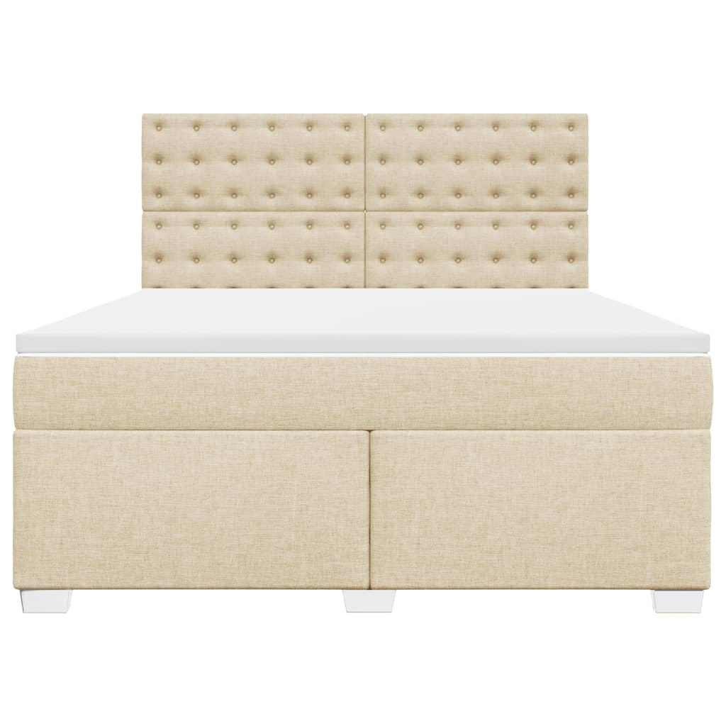 Κρεβάτι Boxspring με Στρώμα Κρεμ 180x200 εκ. Υφασμάτινο