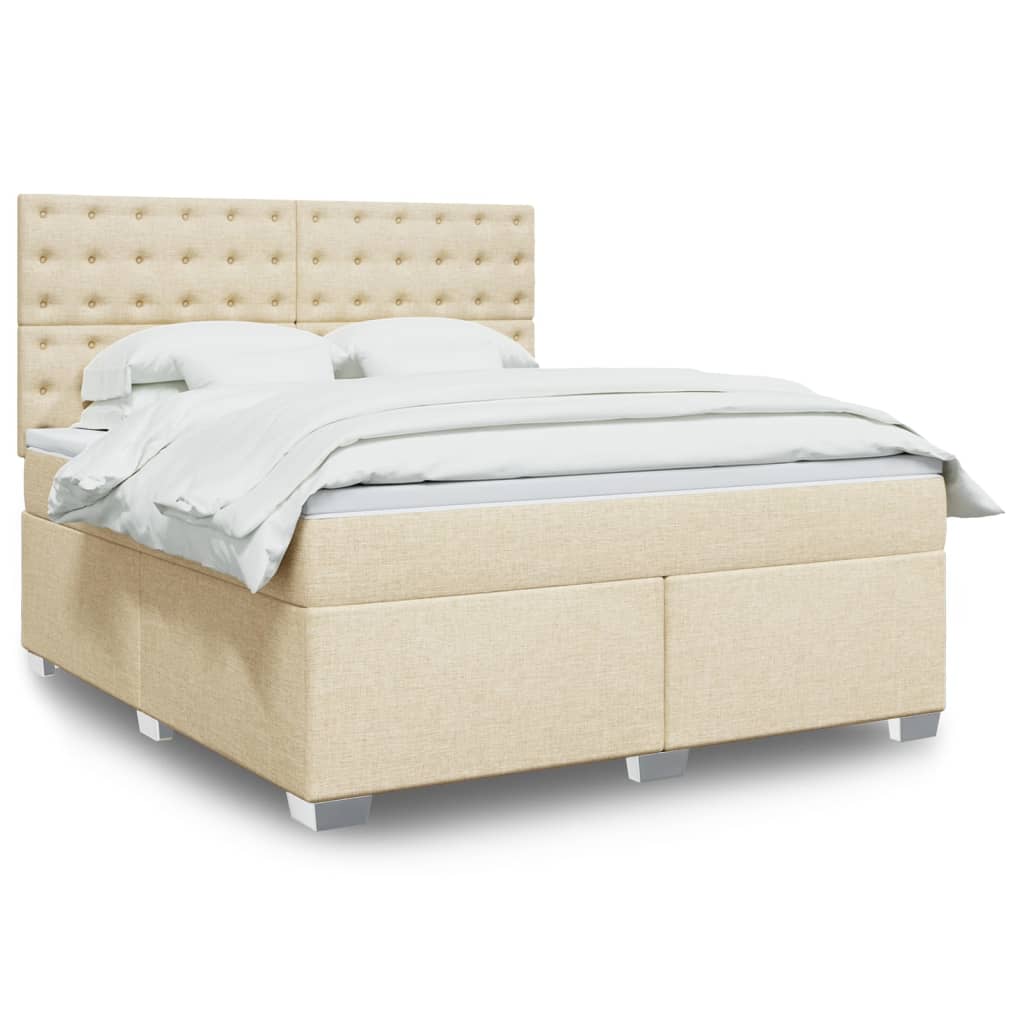 Κρεβάτι Boxspring με Στρώμα Κρεμ 180x200 εκ. Υφασμάτινο