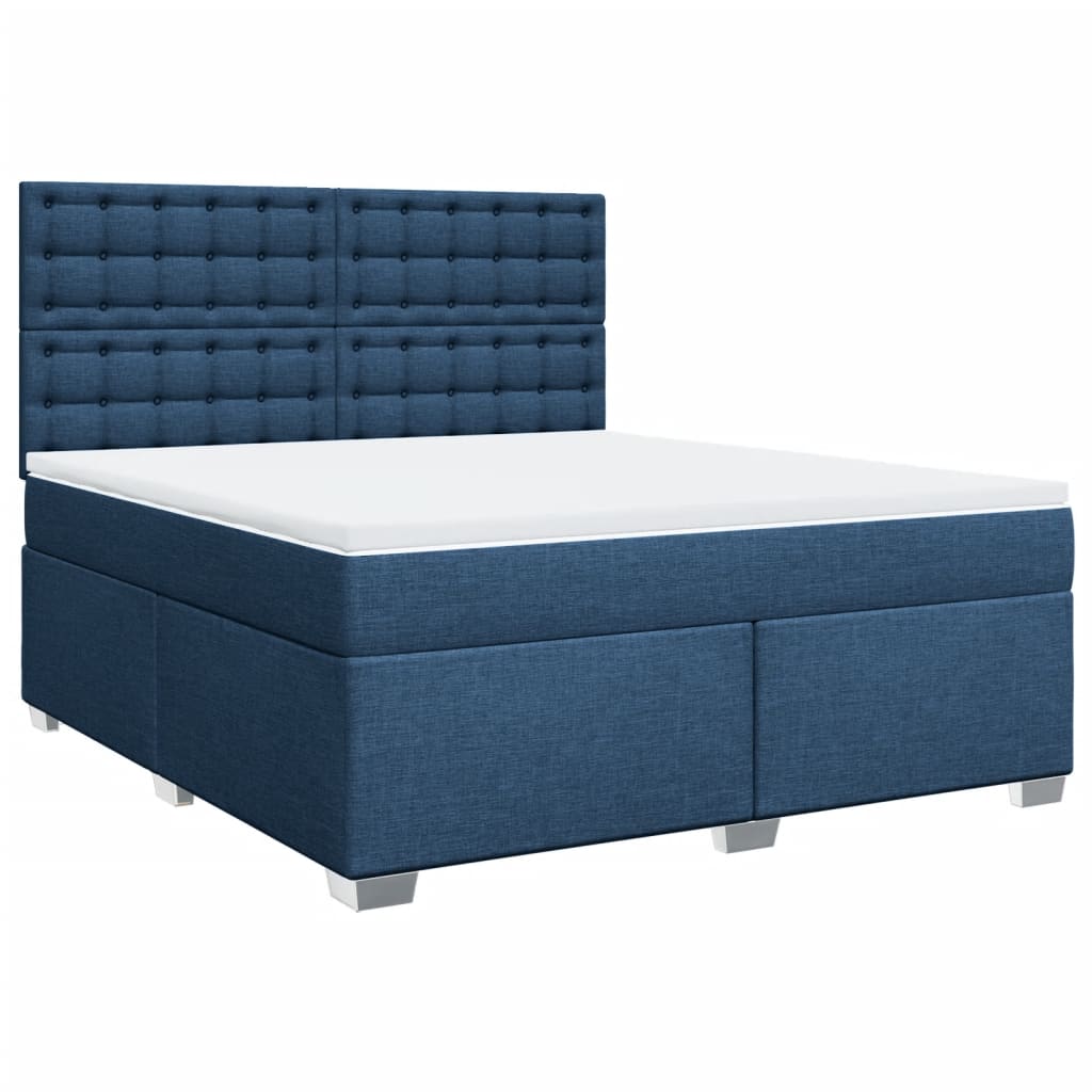 Κρεβάτι Boxspring με Στρώμα Μπλε 180x200 εκ. Υφασμάτινο