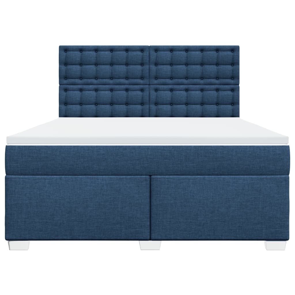 Κρεβάτι Boxspring με Στρώμα Μπλε 180x200 εκ. Υφασμάτινο