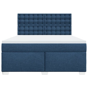Κρεβάτι Boxspring με Στρώμα Μπλε 180x200 εκ. Υφασμάτινο