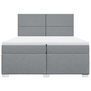 Κρεβάτι Boxspring με Στρώμα Ανοιχτό Γκρι 200x200 εκ. Υφασμάτινο - Pakobazaar