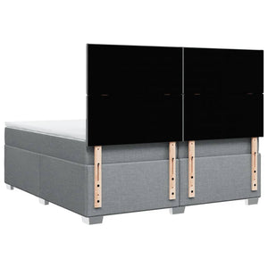 Κρεβάτι Boxspring με Στρώμα Ανοιχτό Γκρι 200x200 εκ. Υφασμάτινο - Pakobazaar