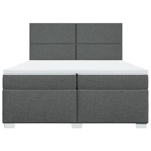 Κρεβάτι Boxspring με Στρώμα Σκούρο Γκρι 200x200 εκ. Υφασμάτινο - Pakobazaar