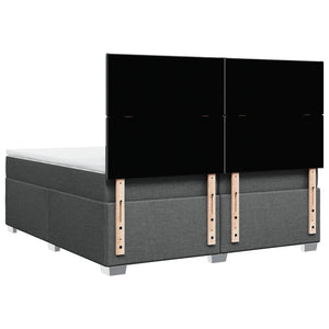 Κρεβάτι Boxspring με Στρώμα Σκούρο Γκρι 200x200 εκ. Υφασμάτινο - Pakobazaar