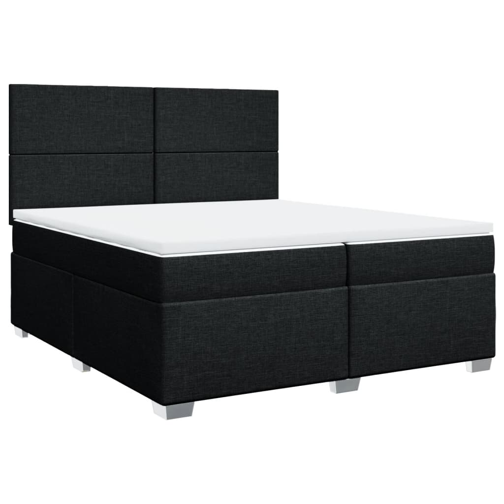 Κρεβάτι Boxspring με Στρώμα Μαύρο 200x200 εκ. Υφασμάτινο - Pakobazaar