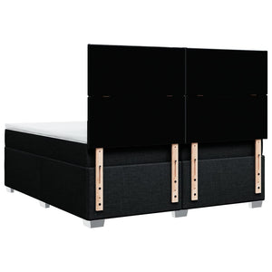 Κρεβάτι Boxspring με Στρώμα Μαύρο 200x200 εκ. Υφασμάτινο - Pakobazaar