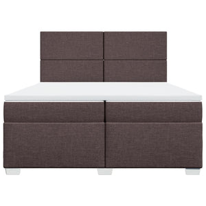 Κρεβάτι Boxspring με Στρώμα Σκούρο Καφέ 200x200 εκ. Υφασμάτινο