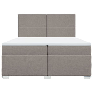 Κρεβάτι Boxspring με Στρώμα Taupe 200x200 εκ. Υφασμάτινο - Pakobazaar