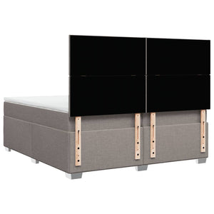 Κρεβάτι Boxspring με Στρώμα Taupe 200x200 εκ. Υφασμάτινο - Pakobazaar