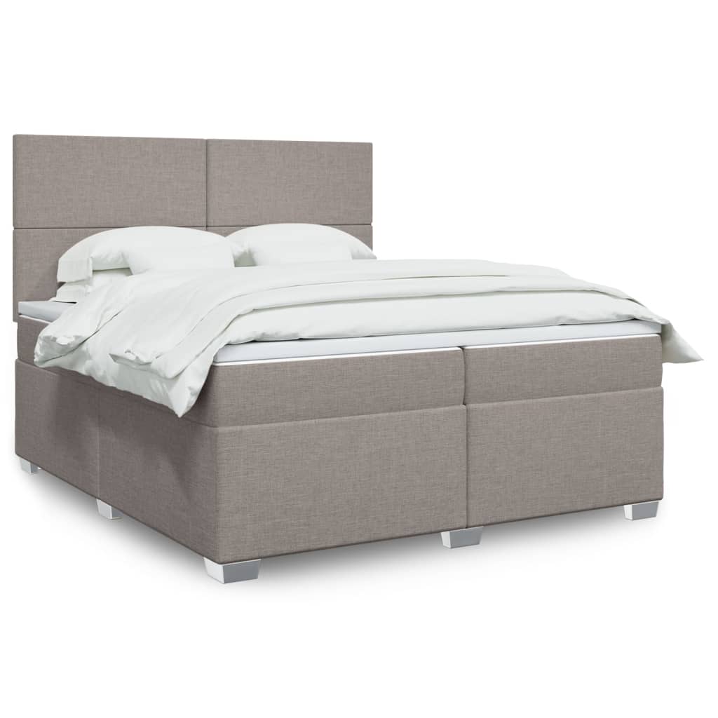 Κρεβάτι Boxspring με Στρώμα Taupe 200x200 εκ. Υφασμάτινο - Pakobazaar