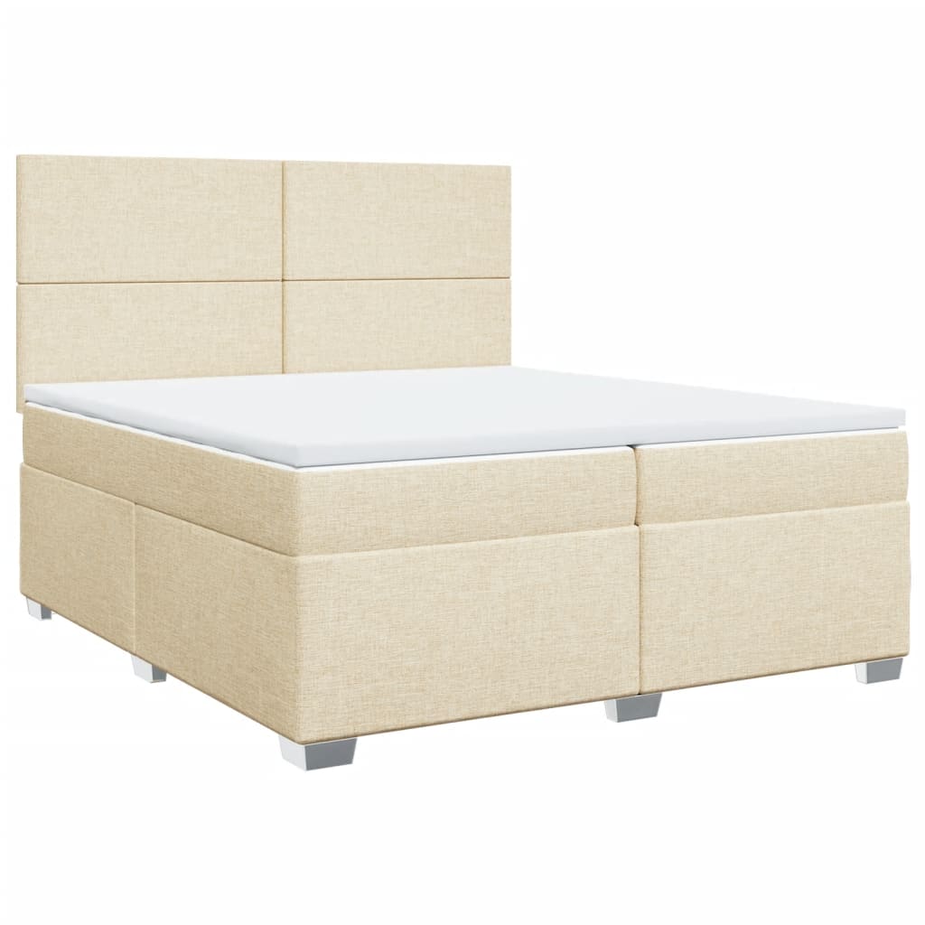 Κρεβάτι Boxspring με Στρώμα Κρεμ 200x200 εκ. Υφασμάτινο