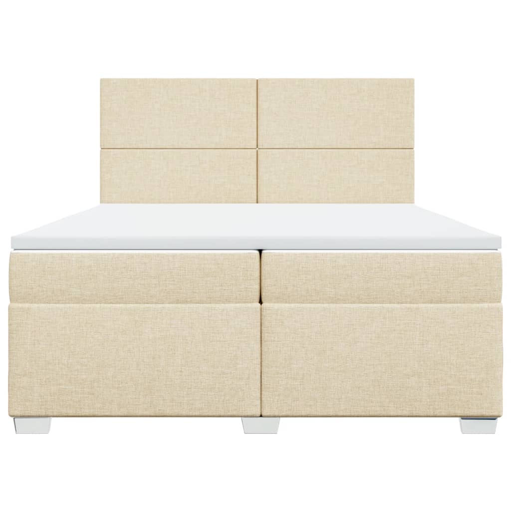 Κρεβάτι Boxspring με Στρώμα Κρεμ 200x200 εκ. Υφασμάτινο