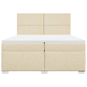 Κρεβάτι Boxspring με Στρώμα Κρεμ 200x200 εκ. Υφασμάτινο