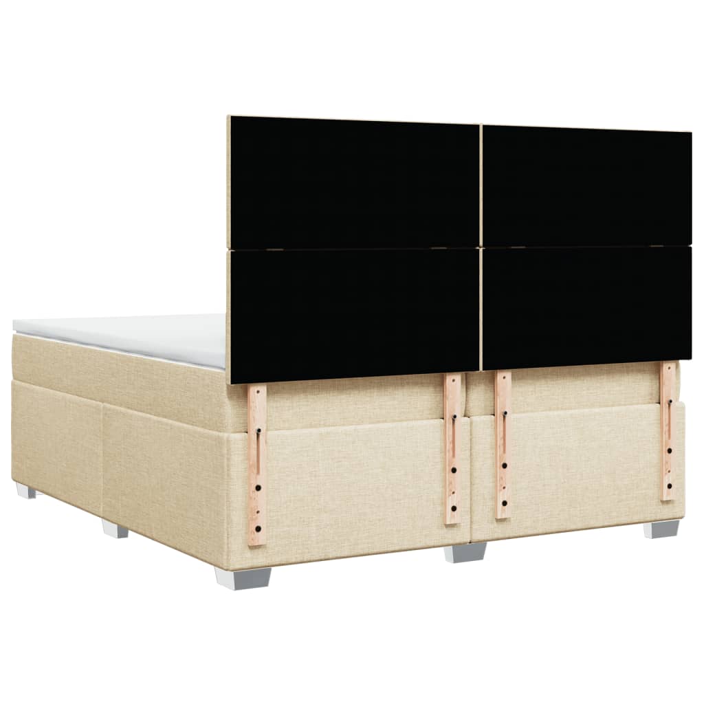 Κρεβάτι Boxspring με Στρώμα Κρεμ 200x200 εκ. Υφασμάτινο