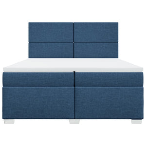 Κρεβάτι Boxspring με Στρώμα Μπλε 200x200 εκ. Υφασμάτινο - Pakobazaar