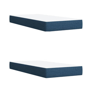 Κρεβάτι Boxspring με Στρώμα Μπλε 200x200 εκ. Υφασμάτινο - Pakobazaar
