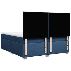 Κρεβάτι Boxspring με Στρώμα Μπλε 200x200 εκ. Υφασμάτινο - Pakobazaar