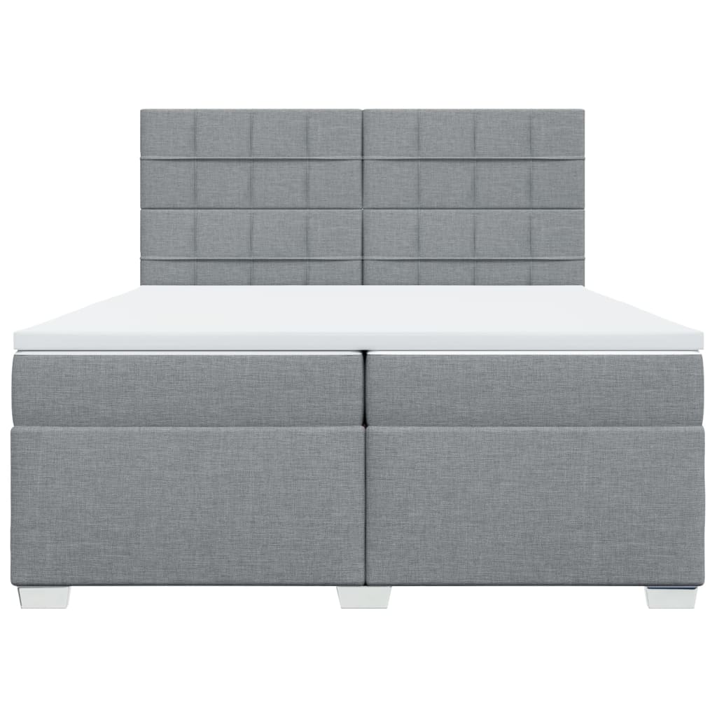 Κρεβάτι Boxspring με Στρώμα Ανοιχτό Γκρι 200x200 εκ. Υφασμάτινο - Pakobazaar