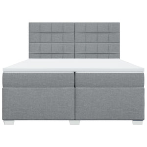 Κρεβάτι Boxspring με Στρώμα Ανοιχτό Γκρι 200x200 εκ. Υφασμάτινο - Pakobazaar