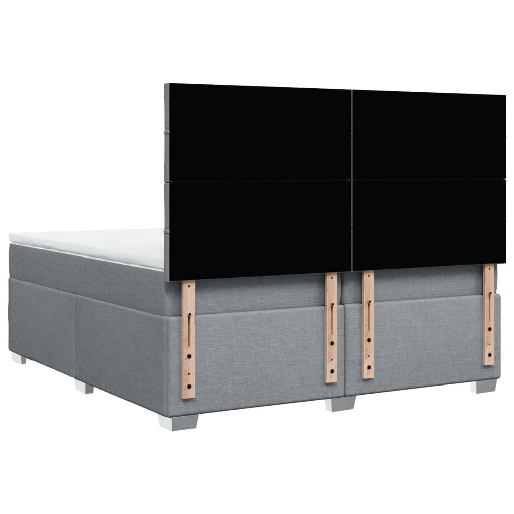 Κρεβάτι Boxspring με Στρώμα Ανοιχτό Γκρι 200x200 εκ. Υφασμάτινο - Pakobazaar
