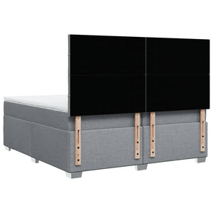 Κρεβάτι Boxspring με Στρώμα Ανοιχτό Γκρι 200x200 εκ. Υφασμάτινο - Pakobazaar