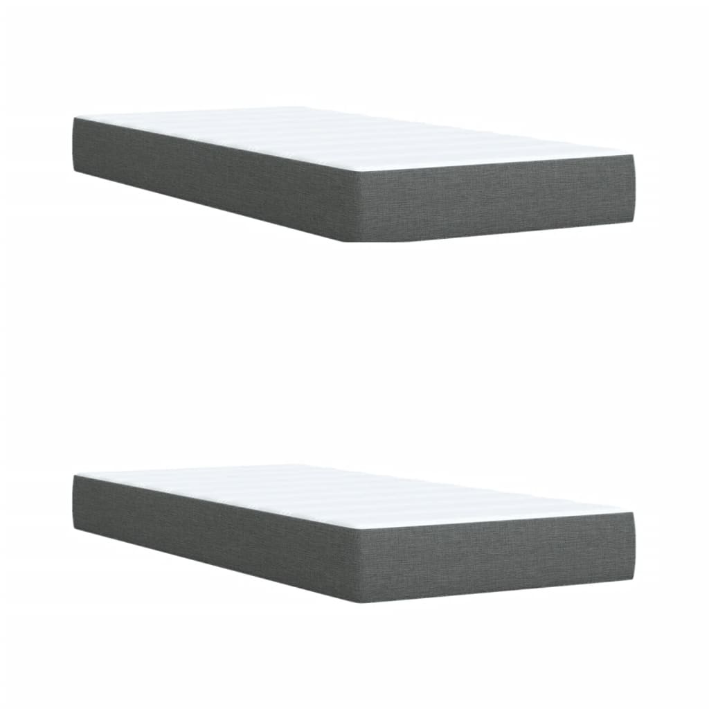 Κρεβάτι Boxspring με Στρώμα Σκούρο Γκρι 200x200 εκ. Υφασμάτινο