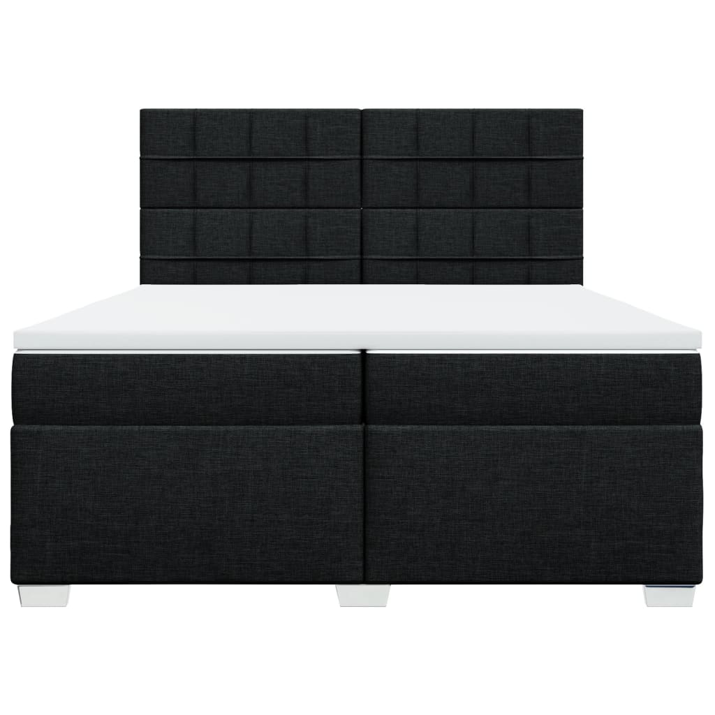Κρεβάτι Boxspring με Στρώμα Μαύρο 200x200 εκ. Υφασμάτινο - Pakobazaar