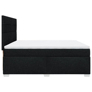 Κρεβάτι Boxspring με Στρώμα Μαύρο 200x200 εκ. Υφασμάτινο - Pakobazaar