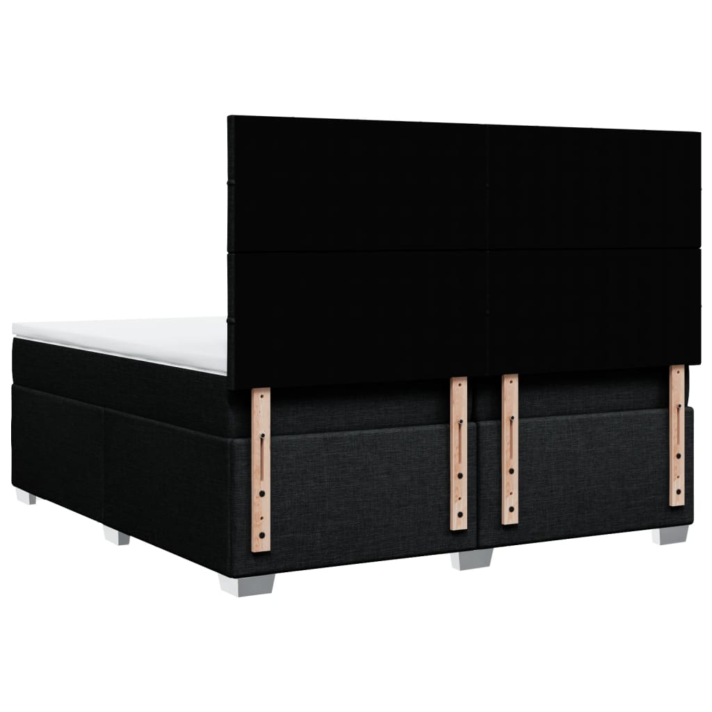 Κρεβάτι Boxspring με Στρώμα Μαύρο 200x200 εκ. Υφασμάτινο - Pakobazaar