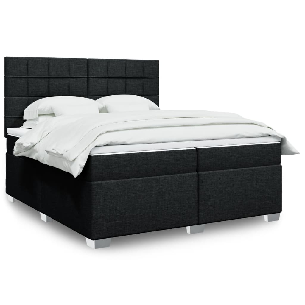 Κρεβάτι Boxspring με Στρώμα Μαύρο 200x200 εκ. Υφασμάτινο - Pakobazaar
