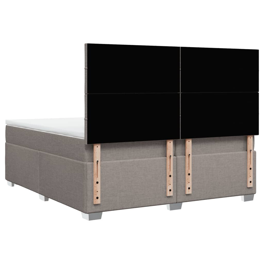 Κρεβάτι Boxspring με Στρώμα Taupe 200x200 εκ. Υφασμάτινο - Pakobazaar