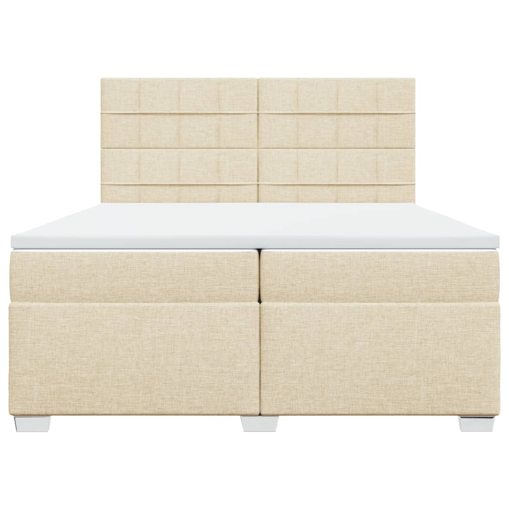 Κρεβάτι Boxspring με Στρώμα Κρεμ 200x200 εκ. Υφασμάτινο