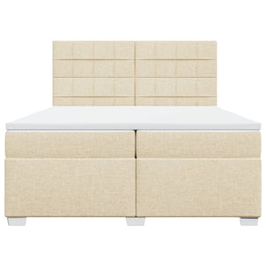 Κρεβάτι Boxspring με Στρώμα Κρεμ 200x200 εκ. Υφασμάτινο