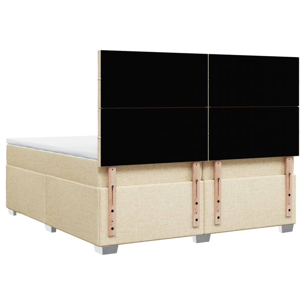 Κρεβάτι Boxspring με Στρώμα Κρεμ 200x200 εκ. Υφασμάτινο