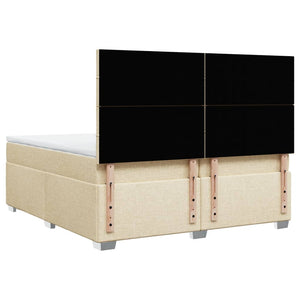 Κρεβάτι Boxspring με Στρώμα Κρεμ 200x200 εκ. Υφασμάτινο