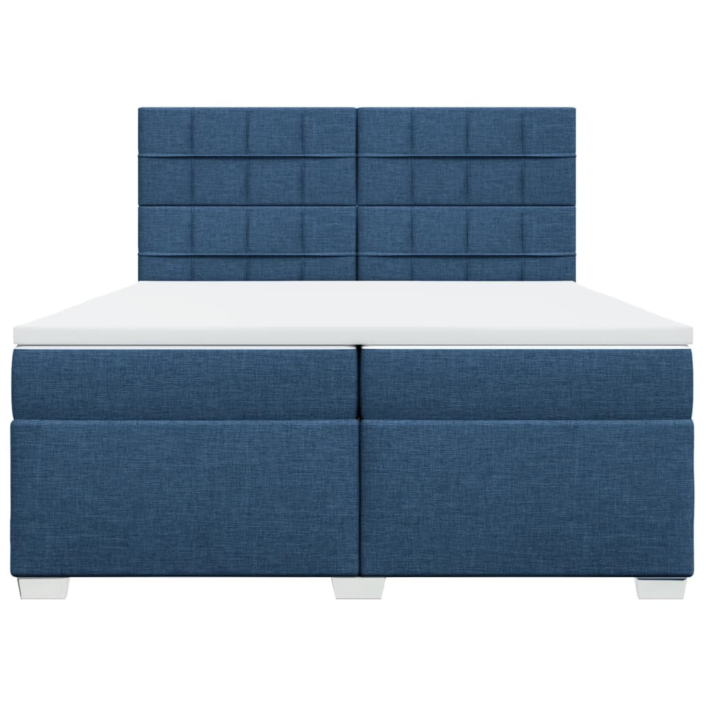 Κρεβάτι Boxspring με Στρώμα Μπλε 200x200 εκ. Υφασμάτινο - Pakobazaar