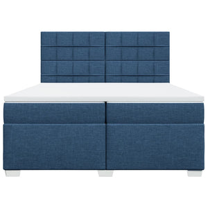 Κρεβάτι Boxspring με Στρώμα Μπλε 200x200 εκ. Υφασμάτινο - Pakobazaar