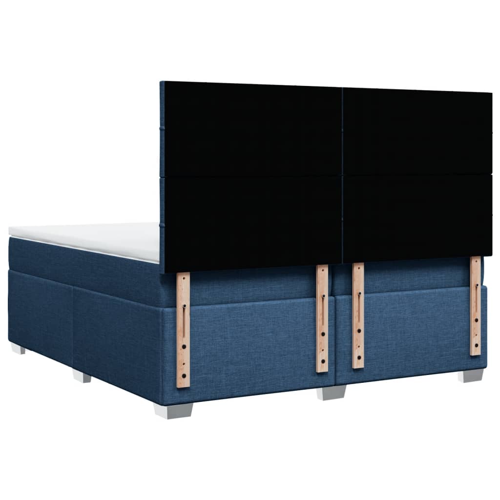 Κρεβάτι Boxspring με Στρώμα Μπλε 200x200 εκ. Υφασμάτινο - Pakobazaar