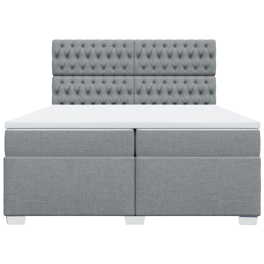 Κρεβάτι Boxspring με Στρώμα Ανοιχτό Γκρι 200x200 εκ. Υφασμάτινο - Pakobazaar