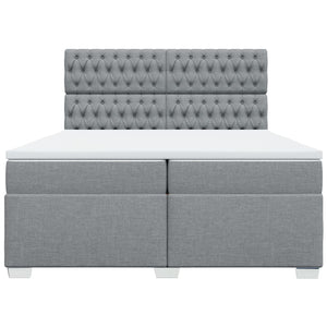 Κρεβάτι Boxspring με Στρώμα Ανοιχτό Γκρι 200x200 εκ. Υφασμάτινο - Pakobazaar