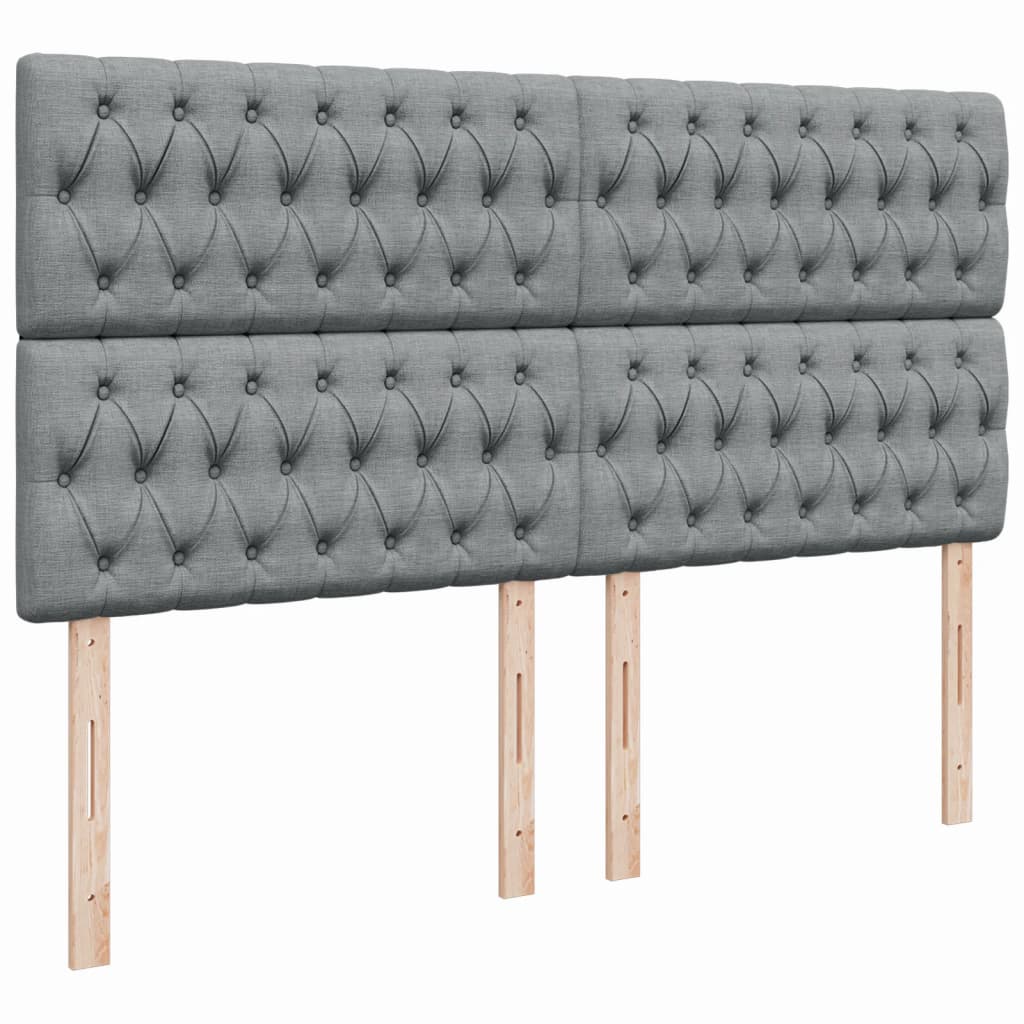 Κρεβάτι Boxspring με Στρώμα Ανοιχτό Γκρι 200x200 εκ. Υφασμάτινο - Pakobazaar