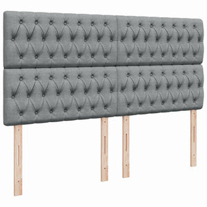 Κρεβάτι Boxspring με Στρώμα Ανοιχτό Γκρι 200x200 εκ. Υφασμάτινο - Pakobazaar