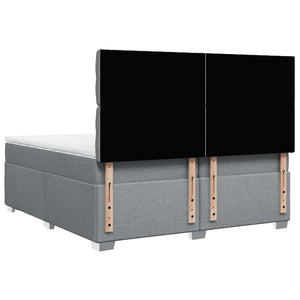 Κρεβάτι Boxspring με Στρώμα Ανοιχτό Γκρι 200x200 εκ. Υφασμάτινο - Pakobazaar